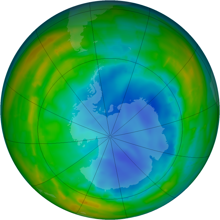 Antarctic ozone map for 03 August 2009